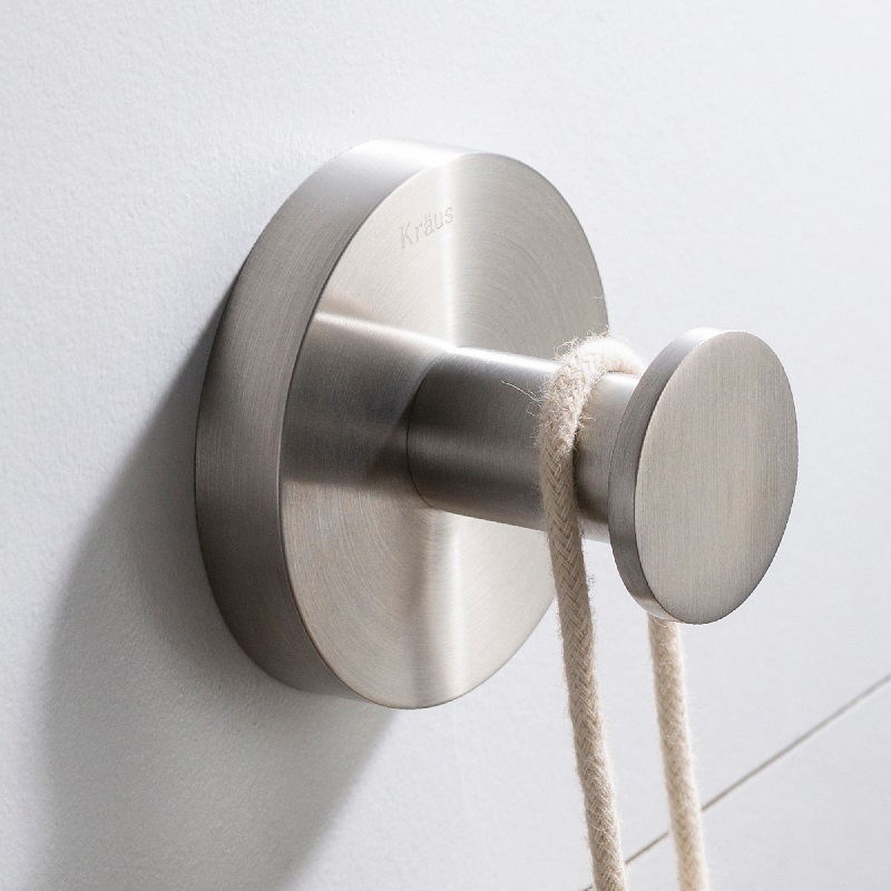 Elie Bathroom Robe & Towel Hook, Brushed Nickel