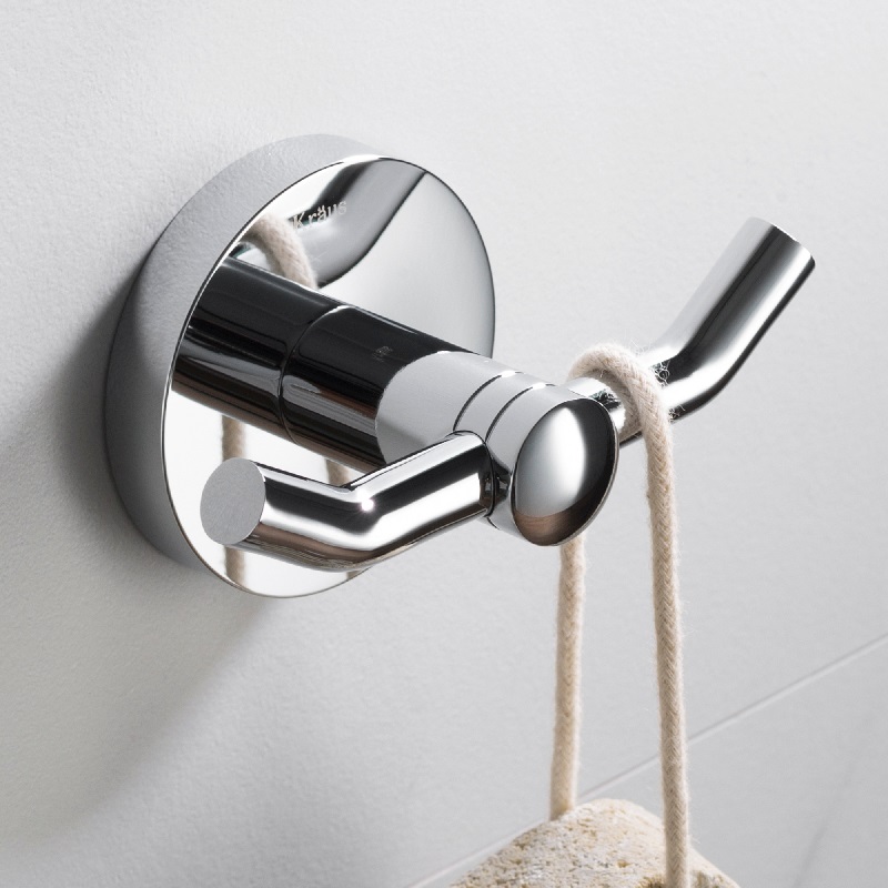 Elie Bathroom Robe & Towel Double Hook, Chrome