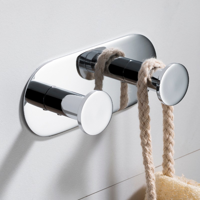Elie Bathroom Robe & Towel Double Hook, Chrome