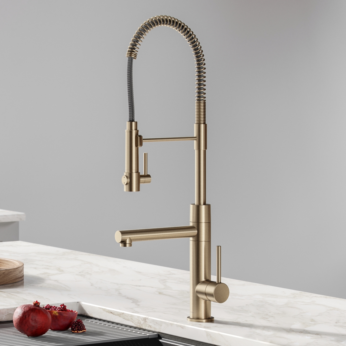Artec Pro 2-Function Commercial Style Pre-Rinse Kitchen Faucet with Pull-Down Spring Spout & Pot Filler, Spot Free Antique Champagne Bronze -  Chef 5 Min Meals, CH1808815