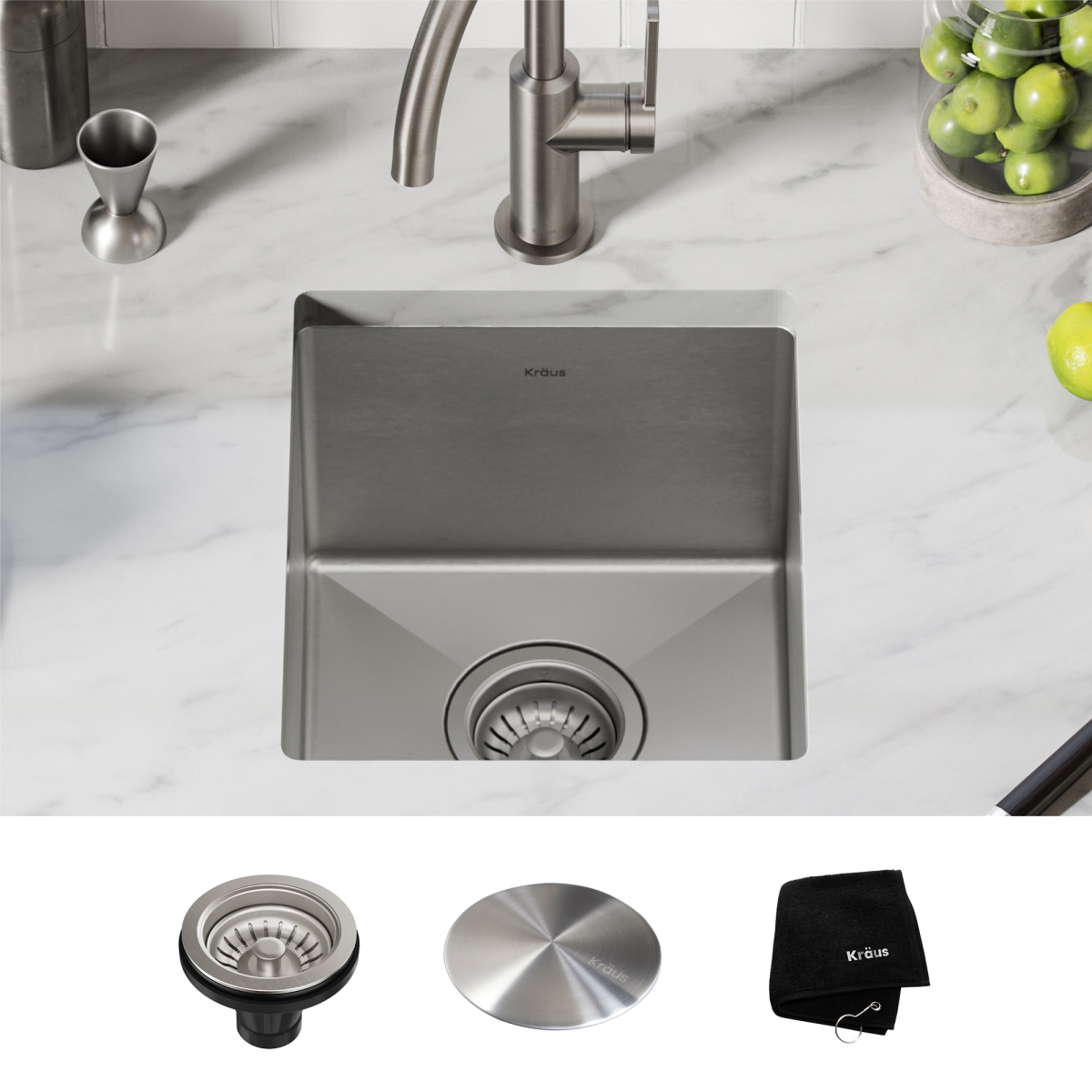Kraus  13 in. Undermount 16 Gauge Stainless Steel Single Bowl Bar Prep Kitchen Sink