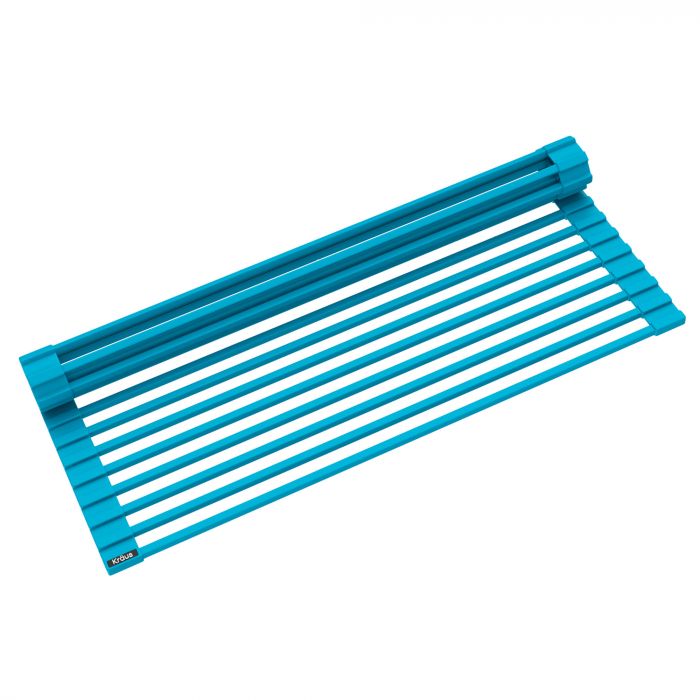 Multipurpose Workstation Sink Roll-Up Dish Drying Rack, Aqua