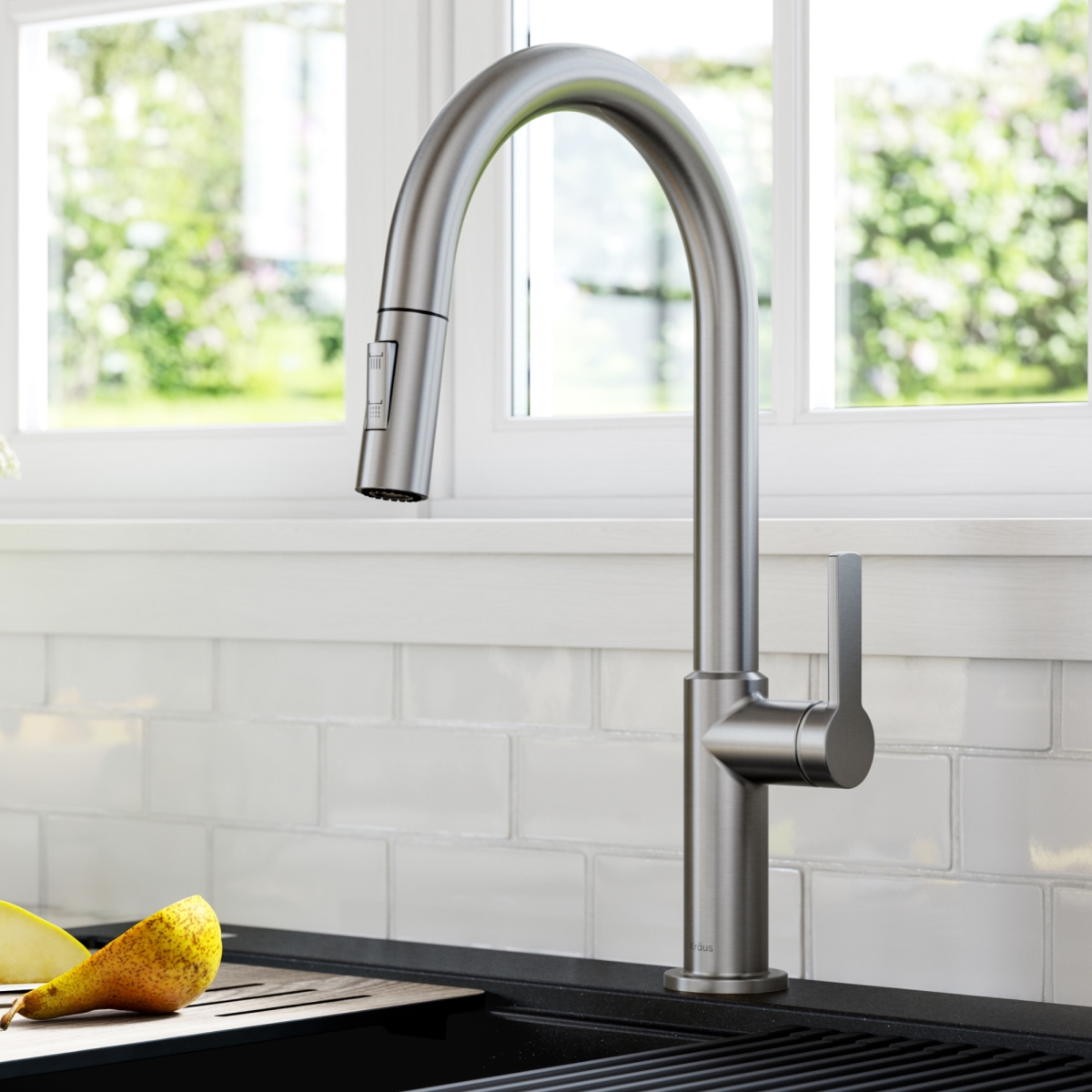 Kraus  Oletto Pull-Out Kitchen Faucet, Stainless Steel