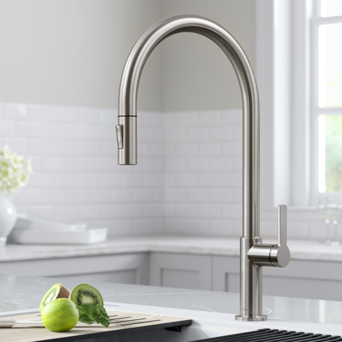 Kraus  Oletto High-Arc Single Handle Pull-Down Kitchen Faucet, Spot Free Stainless