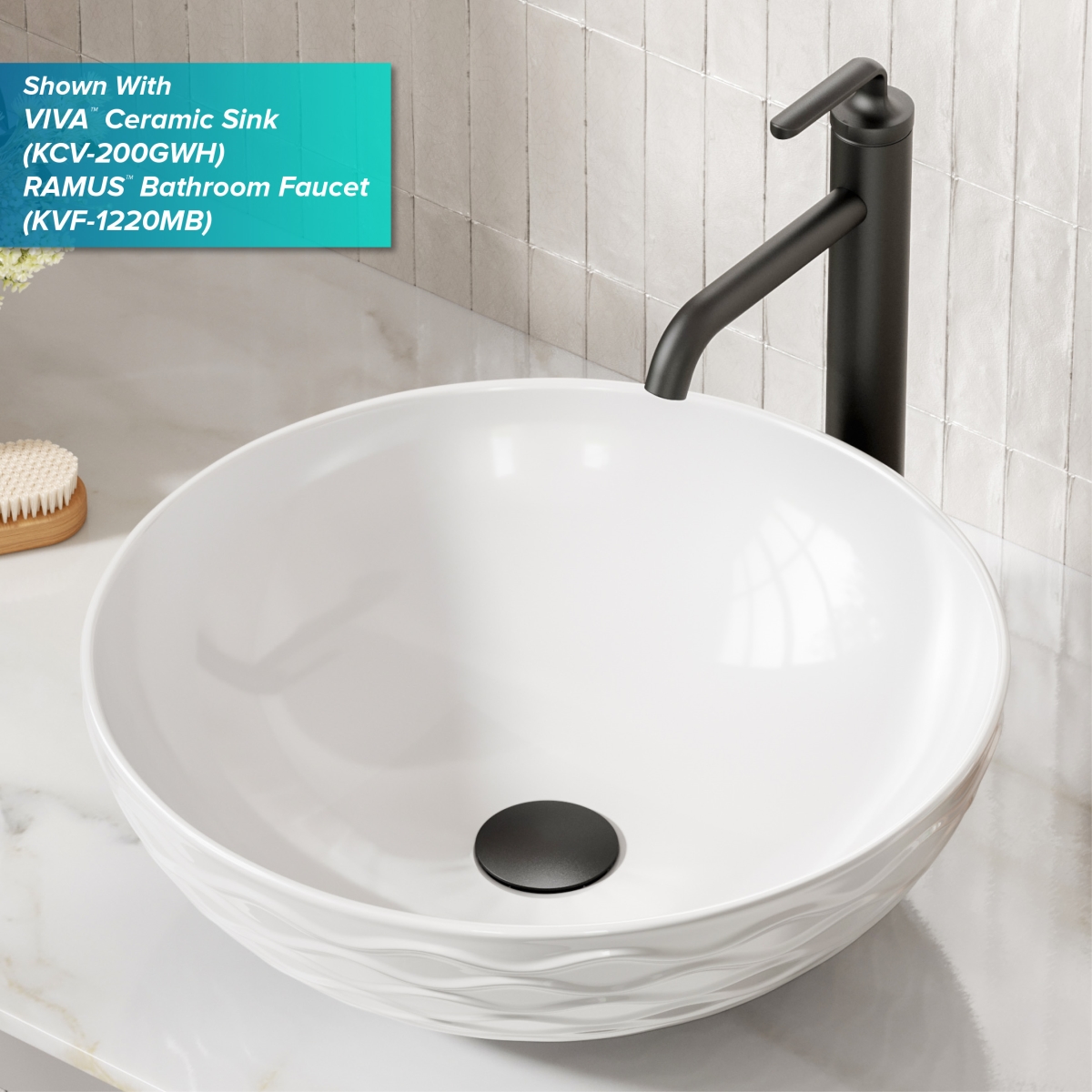 Kraus  Bathroom Sink Pop-Up Drain with Extended Thread, Matte Black