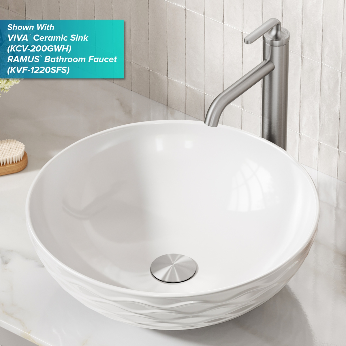 Kraus  Bathroom Sink Pop-Up Drain with Extended Thread, Satin Nickel