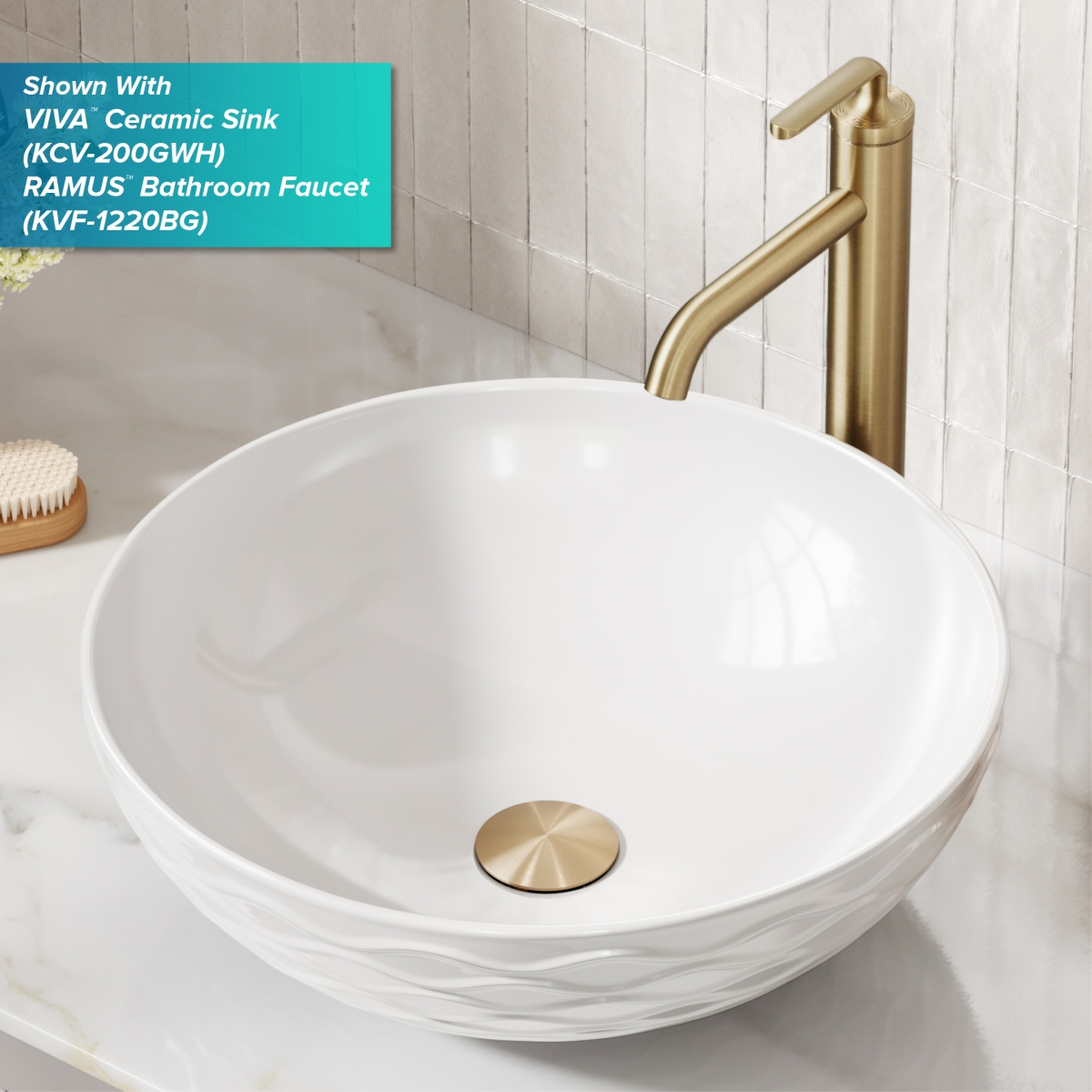Kraus  Bathroom Sink Pop-Up Drain with Extended Thread, Brushed Gold
