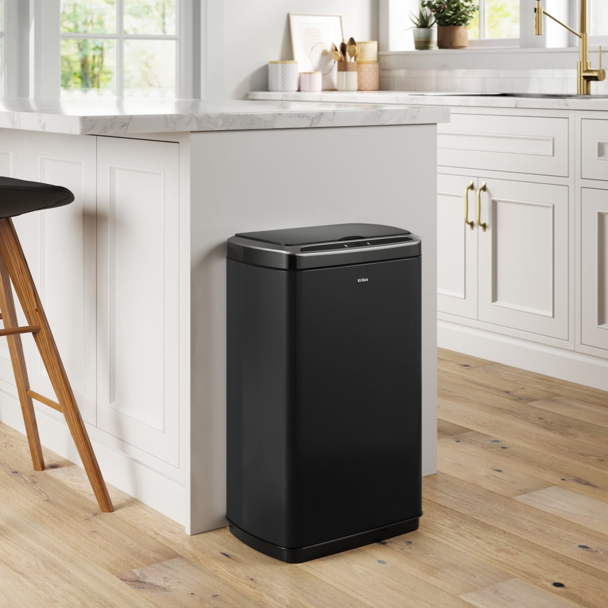 Kraus  13 gal GarbagePro Rectangular Touchless Motion Sensor Trash Can with SoftShut Lid, Matte Black Finish