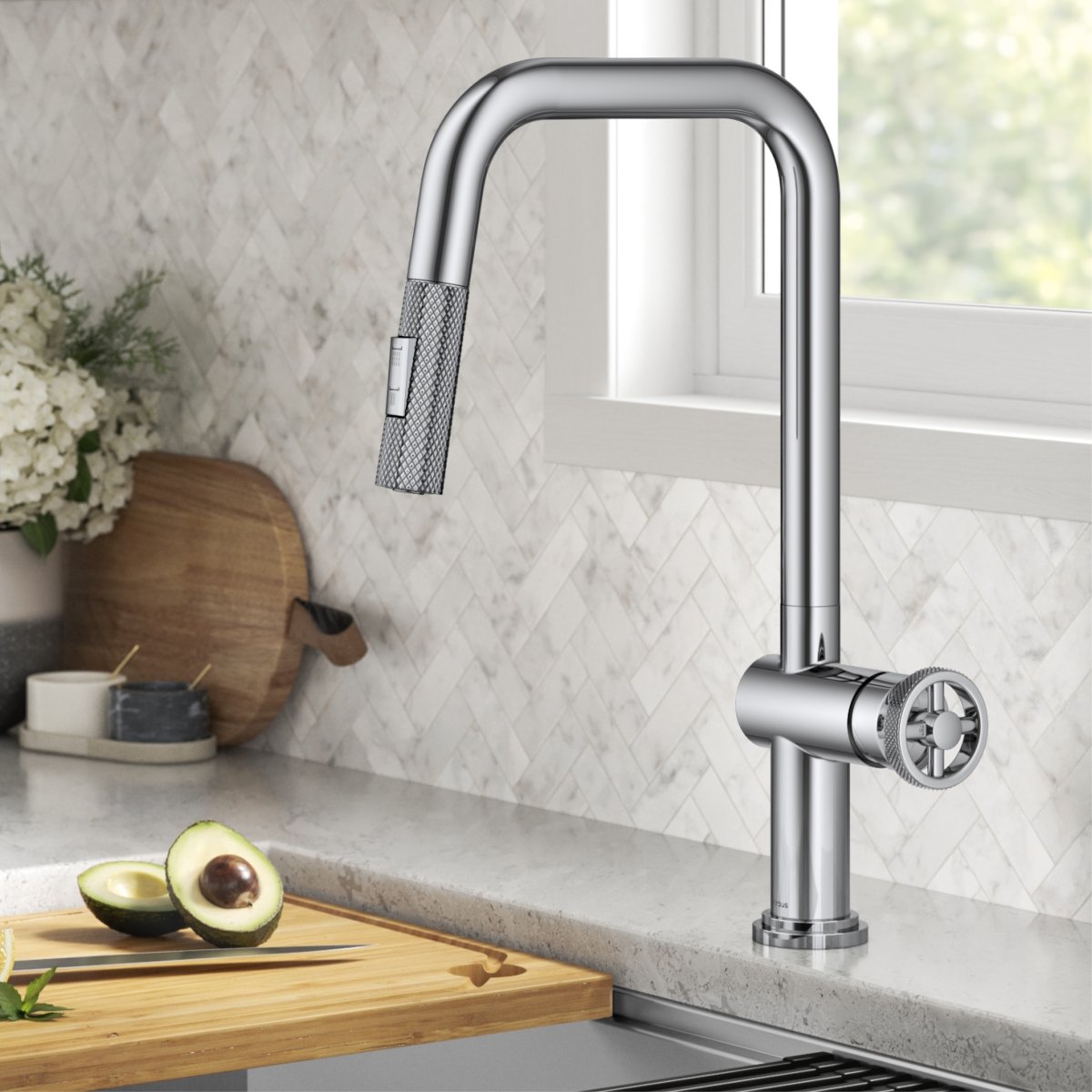 Urbix Industrial Pull-Down Single Handle Kitchen Faucet -  Kraus, KPF-3126CH