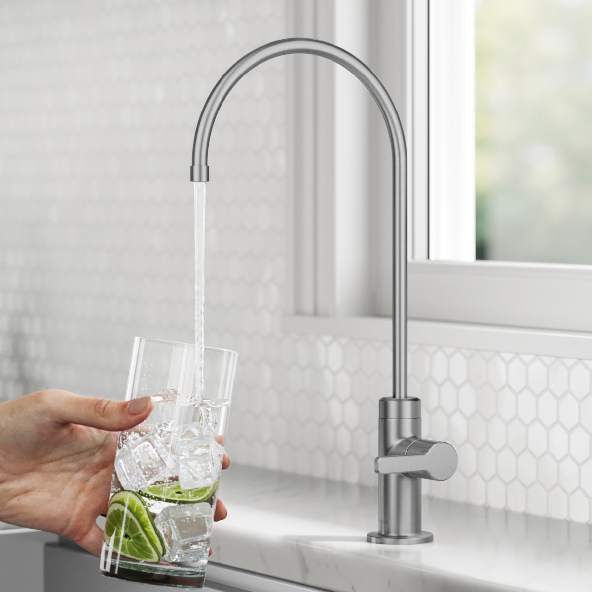 Picture of Kraus FF-103SFS Oletto Single Handle Drinking Water Filter Faucet for Reverse Osmosis or Water Filtration System - Spot-Free Stainless Steel