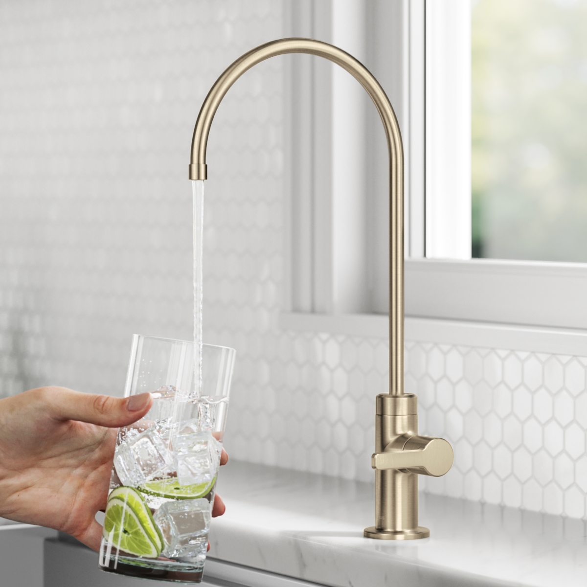 Picture of Kraus FF-103SFACB Oletto Single Handle Drinking Water Filter Faucet for Reverse Osmosis or Water Filtration System - Spot-Free Antique Champagne Bronze