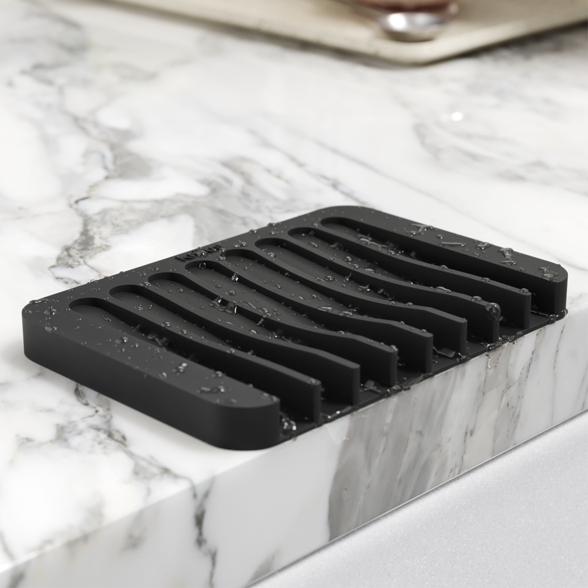 Picture of Kraus KDM-10-05BL Self-Draining Silicone Dish Drying Mat & Silicone Soap Dish Holder for Bathroom or Kitchen Counter, Black