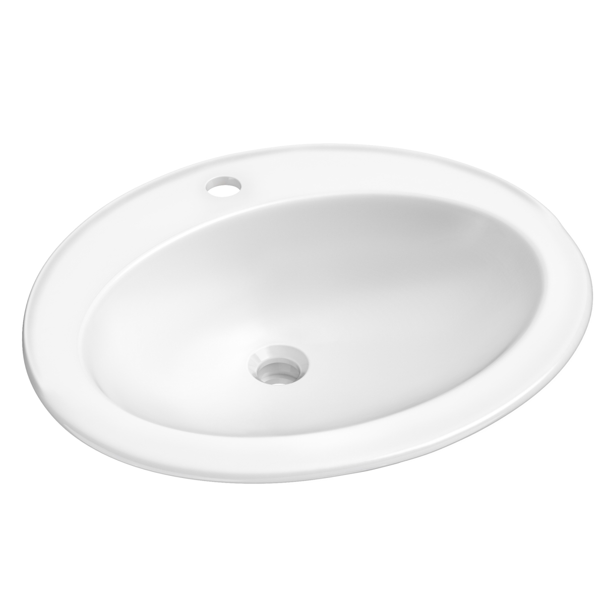 Kraus  22 in. Elavo Oval Porcelain Ceramic Self-Rimming Drop In Bathroom Sink in White with Overflow Drain