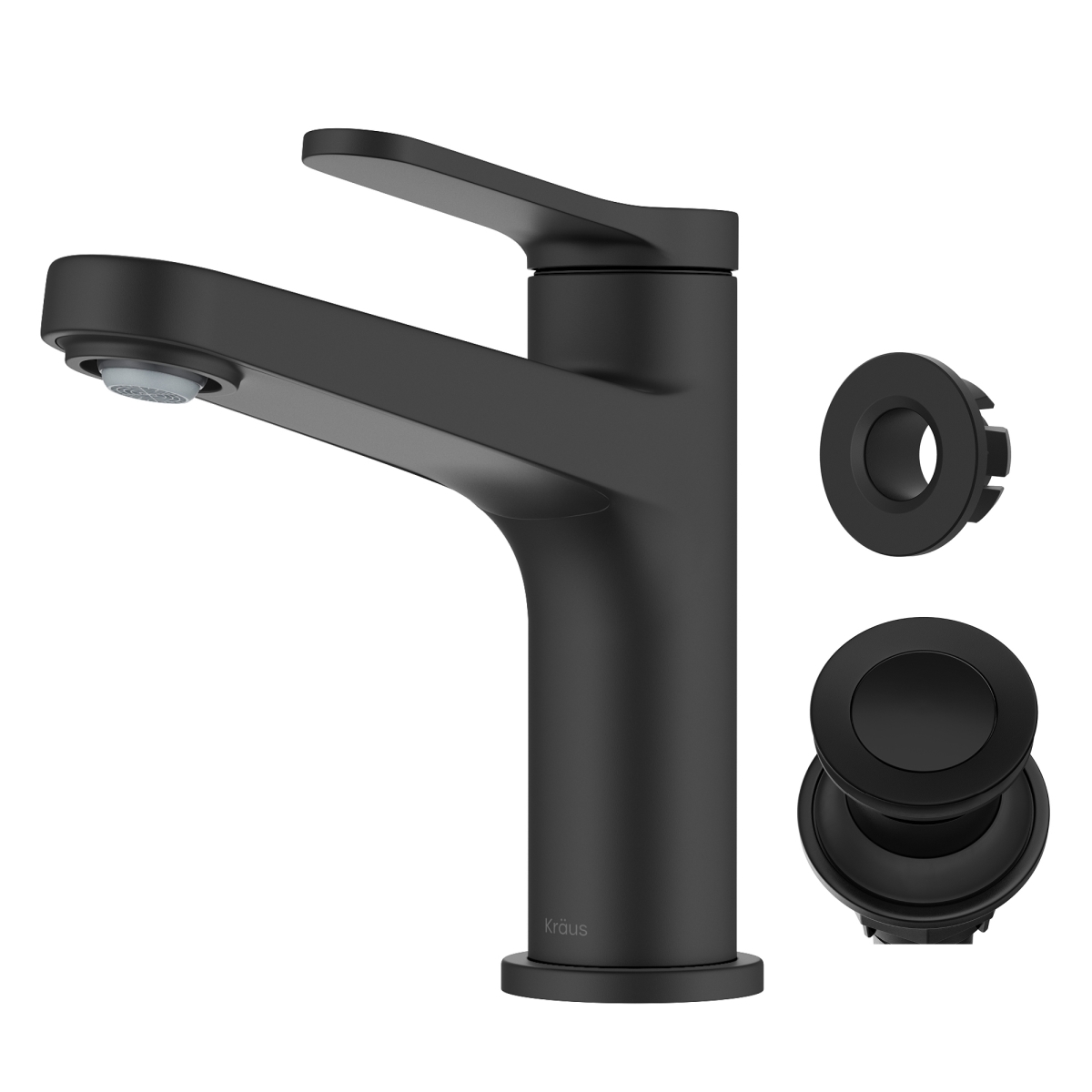 Kraus KBF-1411MB Indy Single Handle Bathroom Faucet with Pop Up Drain & Supply Lines in Matte Black
