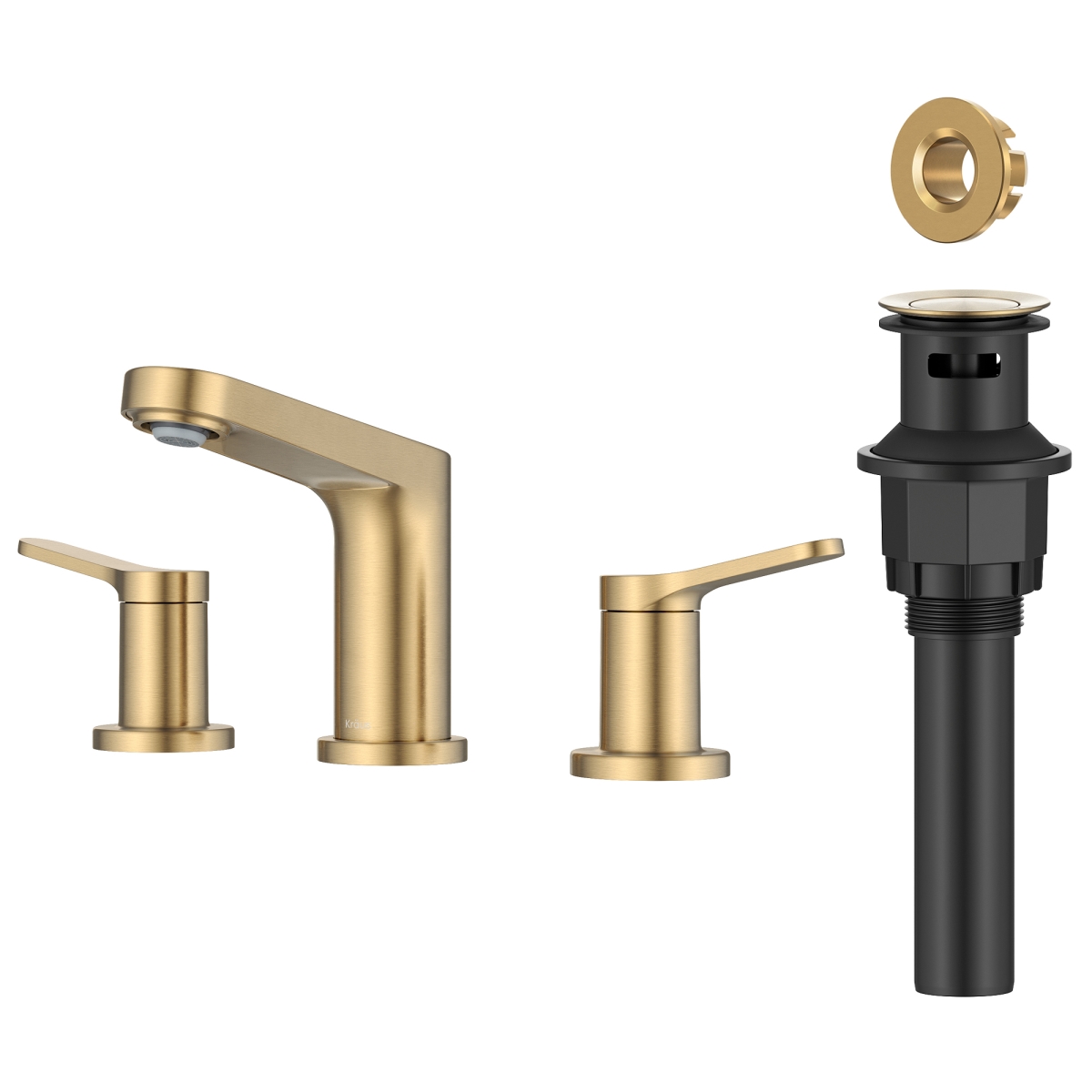 Picture of Kraus FUS-14103SFBB Indy 2-Handle 8 in. Widespread Bathroom Faucet with Pop Up Drain & Supply Lines in Spot-Free Brushed Brass
