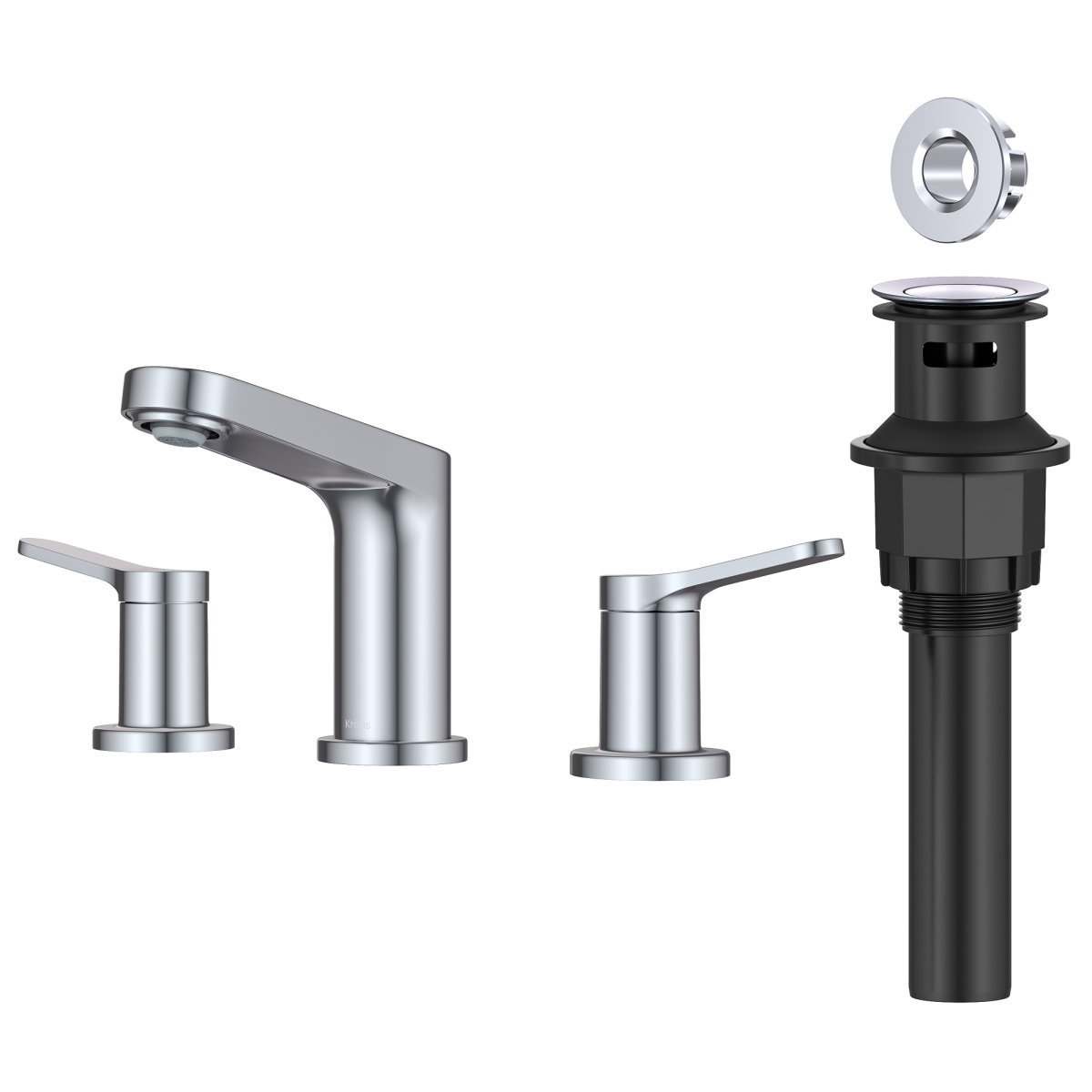 Picture of Kraus FUS-14103CH Indy 2-Handle 8 in. Widespread Bathroom Faucet with Pop Up Drain & Supply Lines in Chrome