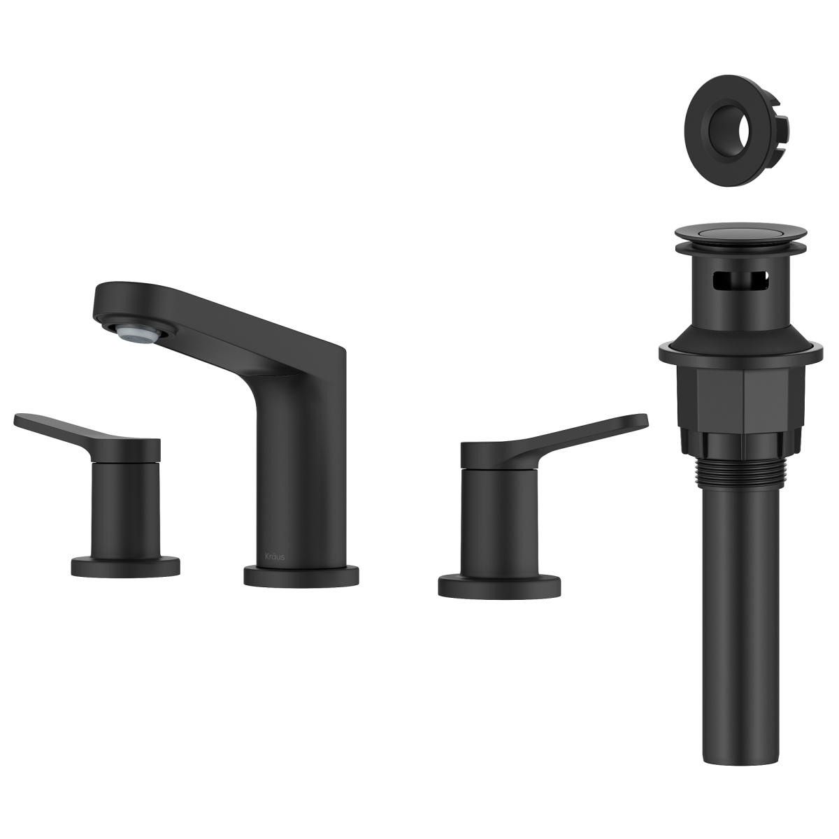 Picture of Kraus FUS-14103MB Indy 2-Handle 8 in. Widespread Bathroom Faucet with Pop Up Drain & Supply Lines in Matte Black