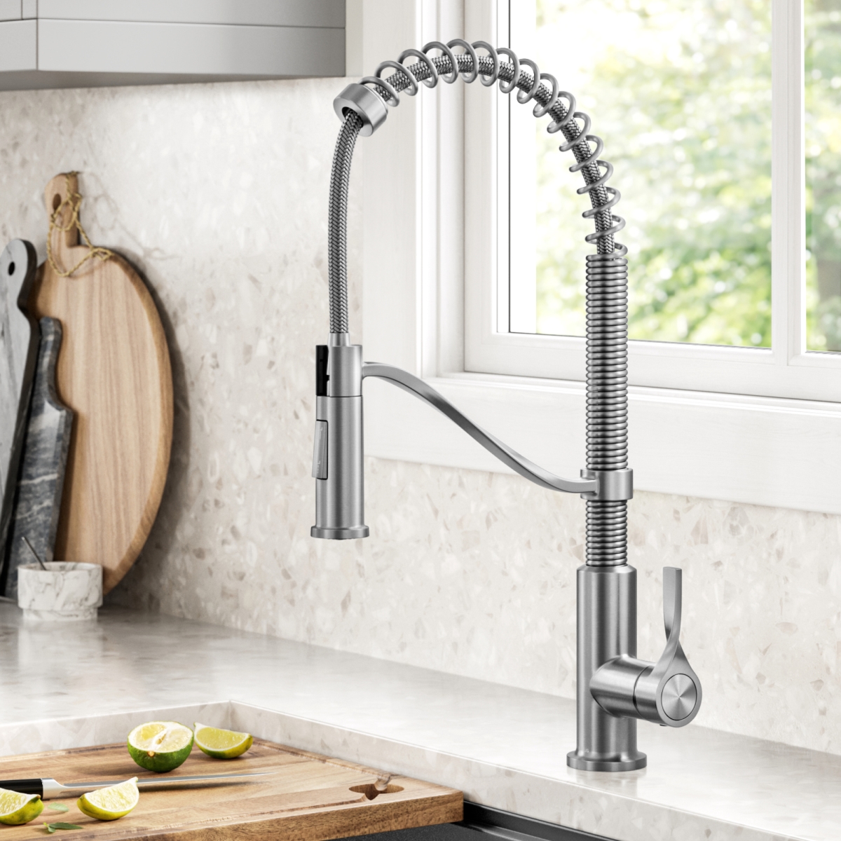 Picture of Kraus KPF-2635SFS Torak Commercial Style 2-Function Single Handle Pull Down Kitchen Faucet in Spot-Free Stainless Steel