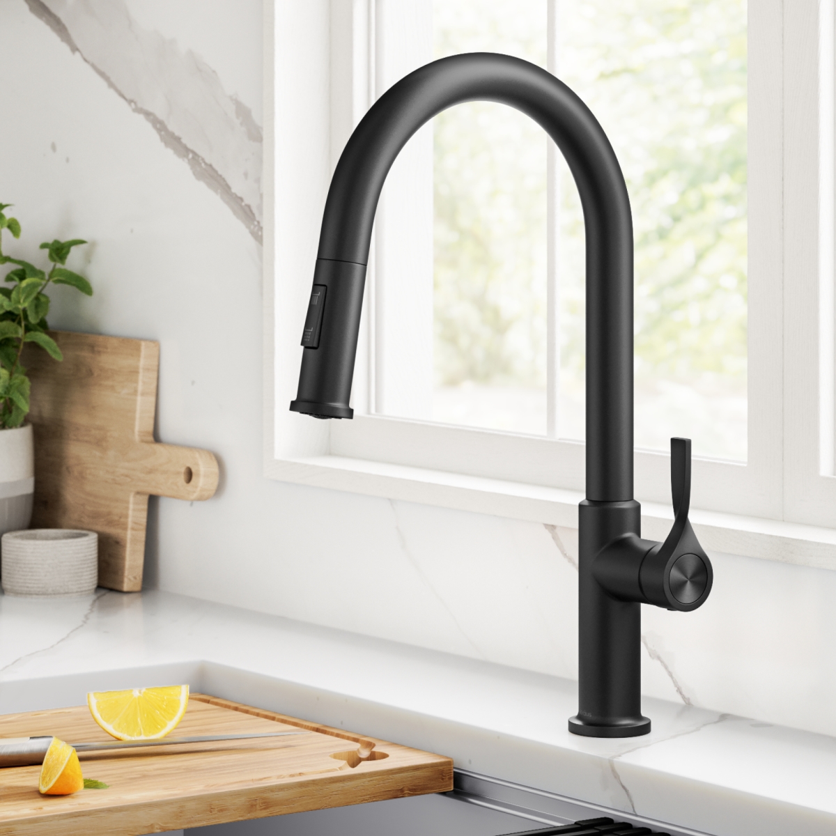 Picture of Kraus KPF-2840MB Torak 2-Function Single Handle Pull Down Kitchen Faucet in Matte Black&#44; 8. 13 in.