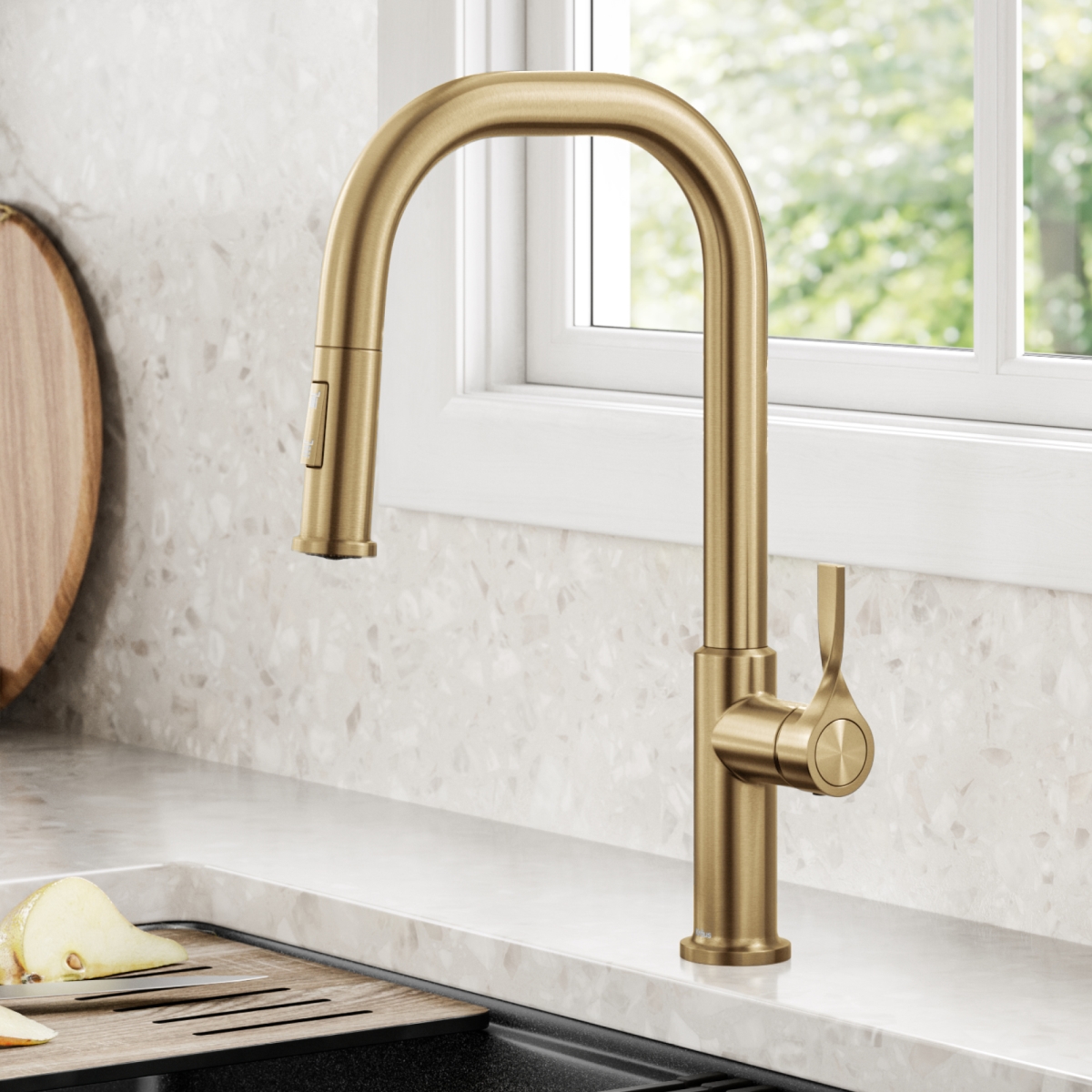 Picture of Kraus KPF-2841SFBB Torak 2-Function Single Handle Pull Down Kitchen Faucet in Spot-Free Brushed Brass