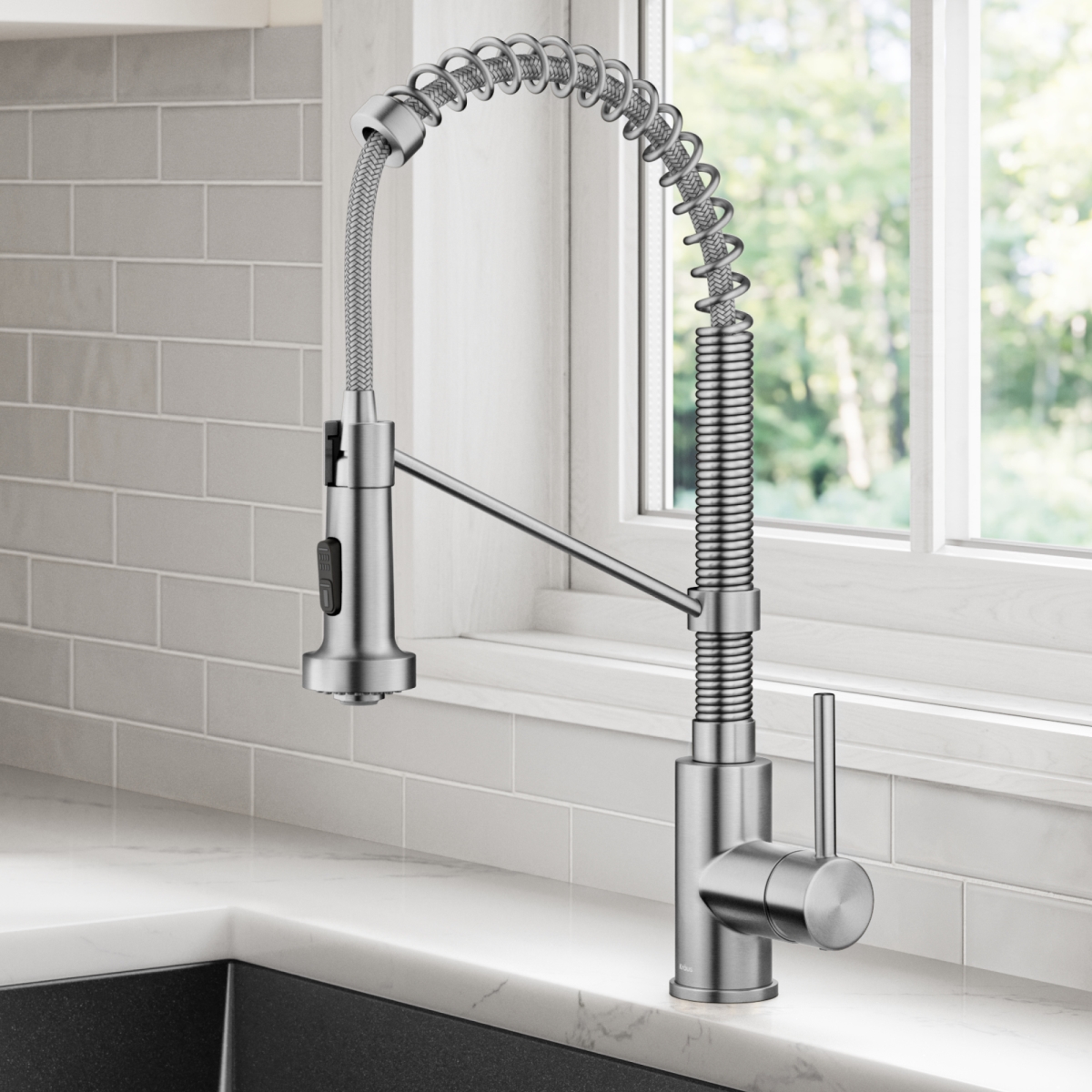 Picture of Kraus KPF-1610SFS Bolden Commercial Style 2-Function Single Handle Pull Down Kitchen Faucet&#44; Spot-Free Stainless Steel