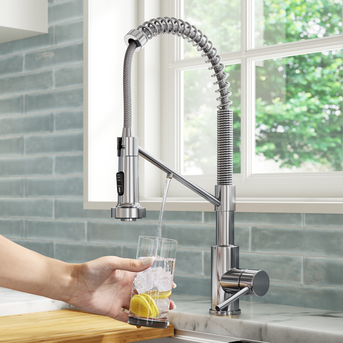 Picture of Kraus KFF-1610CH Bolden 2-in-1 Commercial Style Pull Down Single Handle Water Filter Kitchen Faucet for Reverse Osmosis or Water Filtration System&#44; Chrome