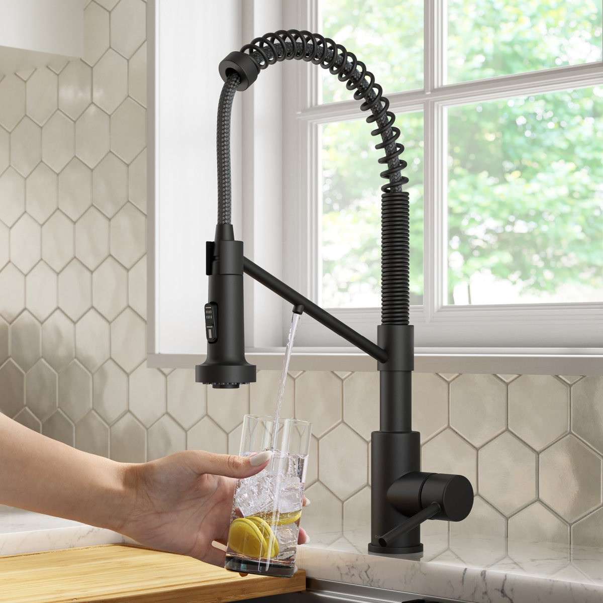 Picture of Kraus KFF-1610MB Bolden 2-in-1 Commercial Style Pull Down Single Handle Water Filter Kitchen Faucet for Reverse Osmosis or Water Filtration System&#44; Matte Black