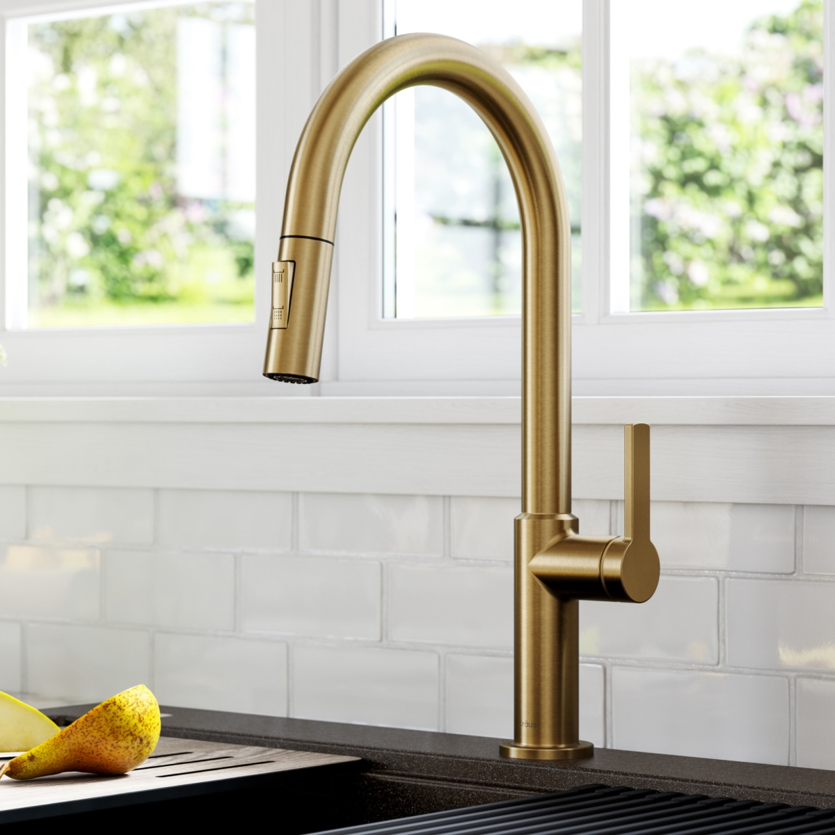 Picture of Kraus KPF-2820BB Oletto Single Handle Pull Down Kitchen Faucet&#44; Spot-Free Brushed Brass
