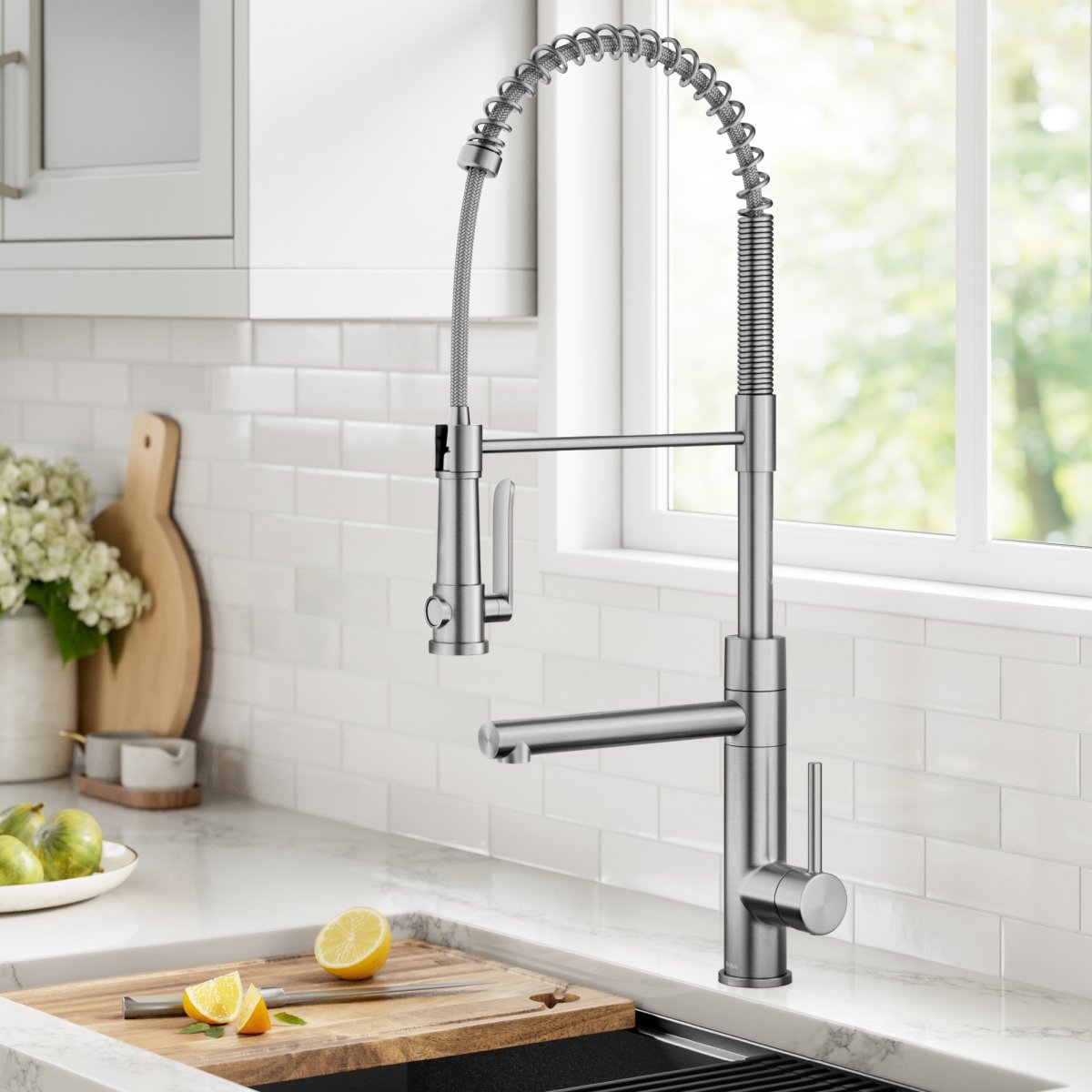 Picture of Kraus KPF-1605SFS Artec Pro Commercial Style 2-Function Single Handle Pull Down Kitchen Faucet & Pot Filler&#44; Spot-Free Stainless Steel