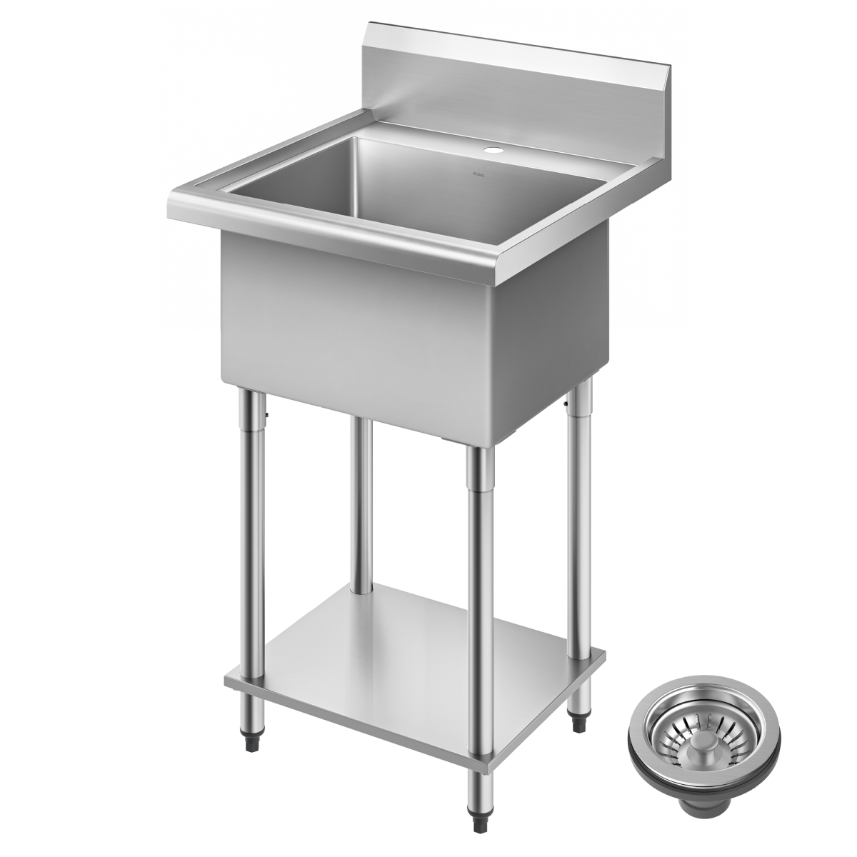Kraus KHS231-24 KRAUSStandartPro24 18-Gauge Stainless Steel Single BowlFreestandingCommercial StyleLaundry Utility Sink