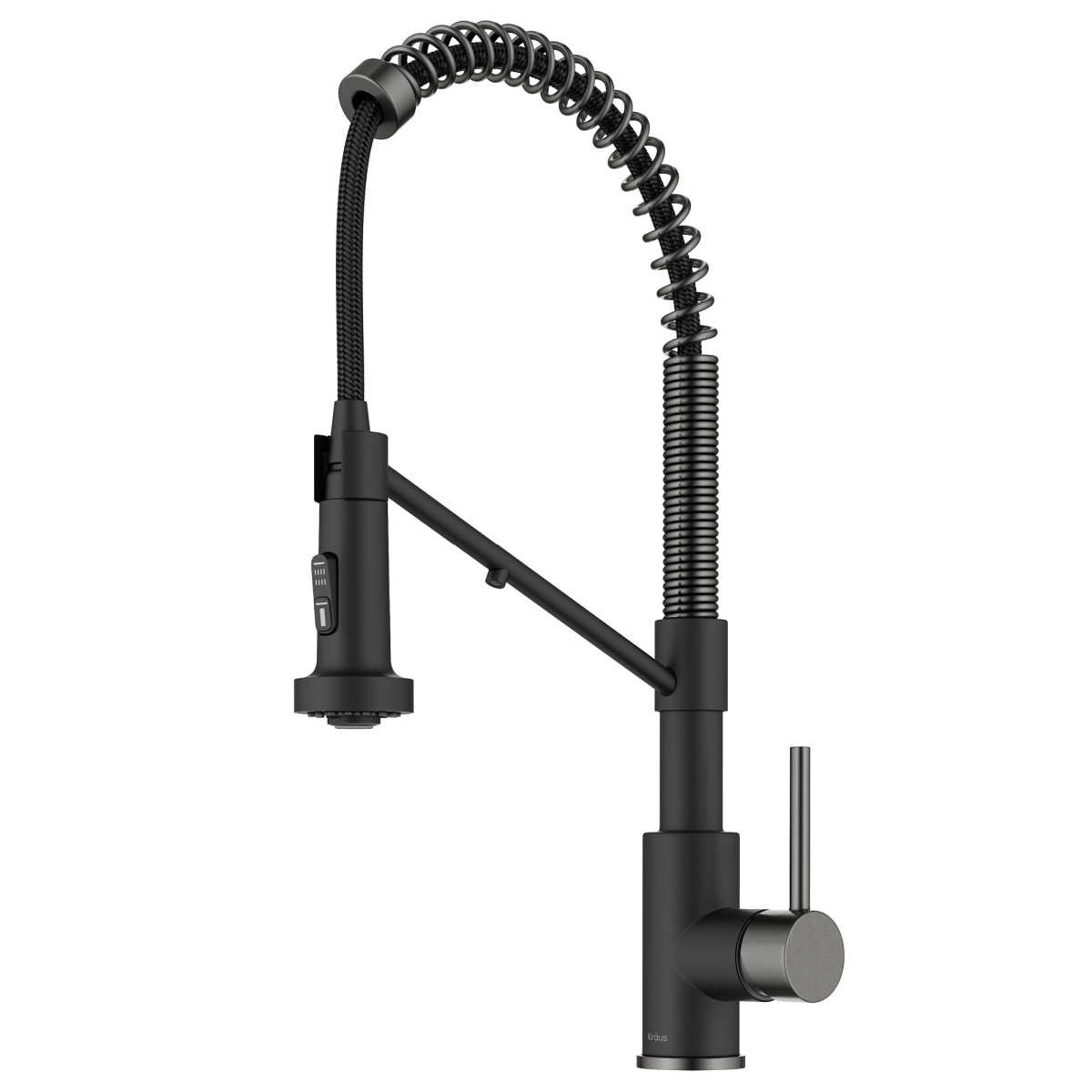Kraus  Bolden 2-in-1 Commercial Style Pull Down Kitchen Faucet with Integrated Water Filter Tap, Matte Black & Spot-Free Black Stainless Steel