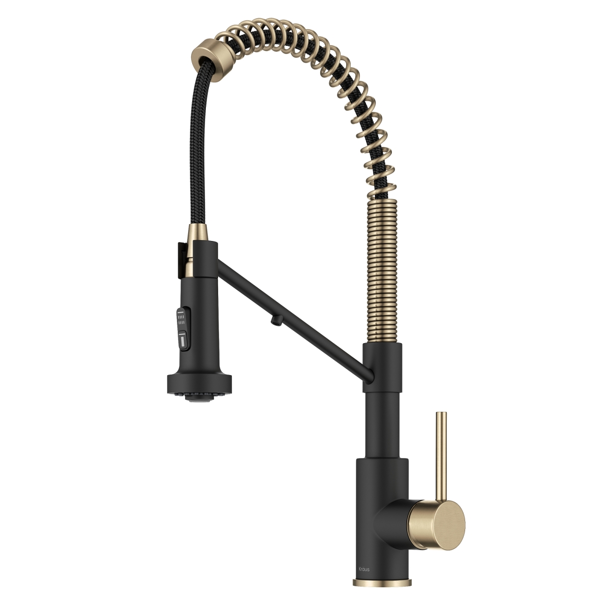Kraus  Bolden 2-in-1 Commercial Style Pull Down Kitchen Faucet with Integrated Water Filter Tap, Spot-Free Antique Champagne Bronze & Matte Black