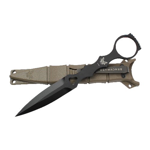 BM-176BKSN Socp Dagger with Plain Double Edge Spear Point Black Dip Coated, Sand