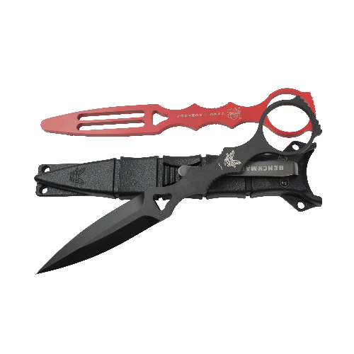 BM-176BK-COMBO Socp Dagger with Plain Double Edge Spear Point Black Dip Coated, Black