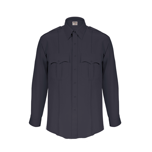 ELB-Z314N-16-33 TexTrop2 Large Sleeve Shirt with Zip, Navy - 16 x 33