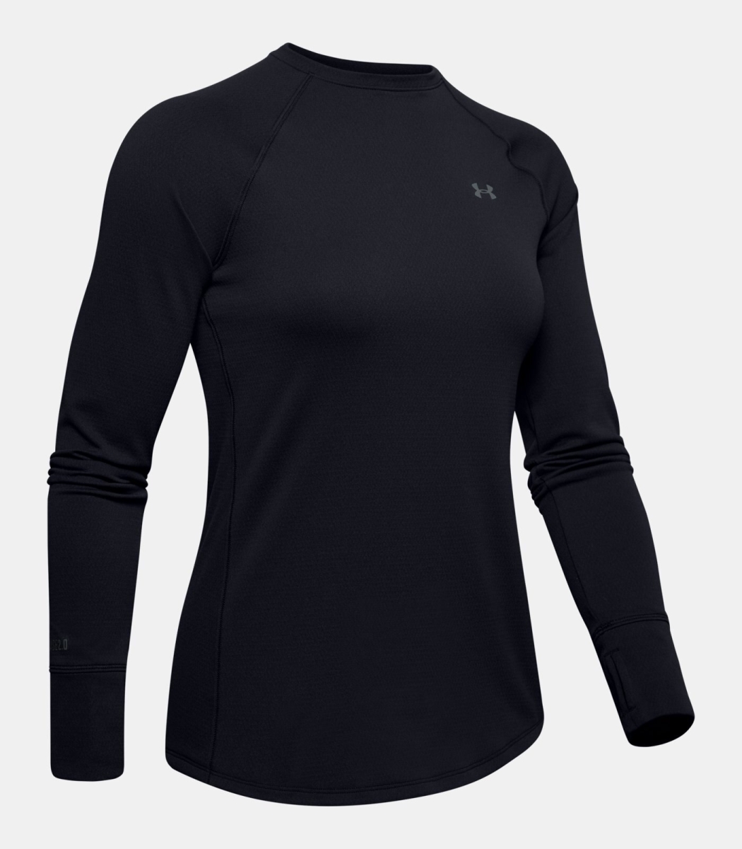 Under Armour Women's ColdGear Base Long Sleeve Crew Top 2.0 Black/Pitch Gray 1343321-001 Top, XS