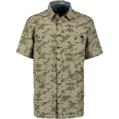 5-71377256XS Crestline Camo Short Sleeve Shirt, Python - Extra Small