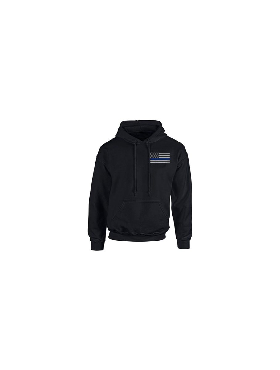 Mens Apparel Hoodie, American Flag Black - Extra Large