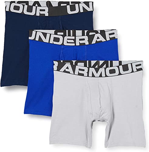 Picture of Under Armour 1363617400LG 6 in. Charged Cotton Boxerjock&#44; Royal&#44; Academy & Mod Gray Medium Heather - Large - Pack of 3