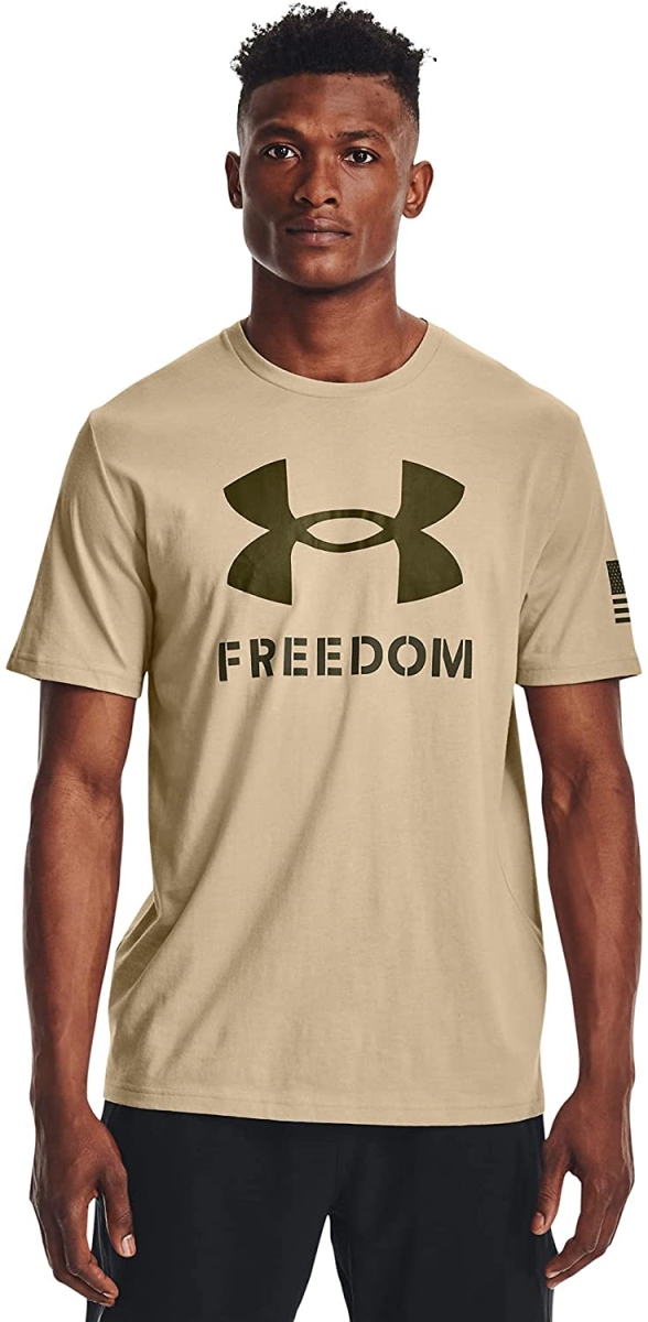 Under Armour 1370811290SM Men New Freedom Logo T-Shirt, Desert Sand & Marine OD Green - Small -  Inner Armour