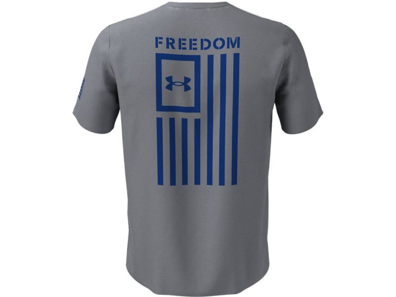 Picture of Under Armour 13708100363X New Freedom Flag Short Sleeve T-Shirt&#44; Steel Medium Heather & Royal - 3X