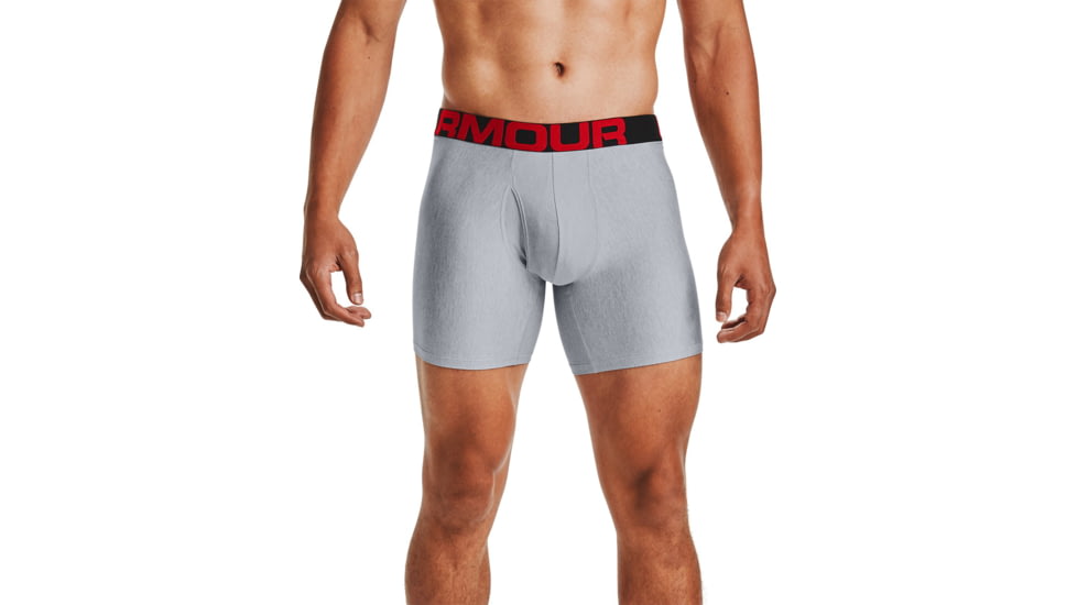 Picture of Under Armour 13636190112X 6 in. Men UA Tech Boxers Underwear&#44; Mod Gray Light Heather - Size 2XL - Pack of 2