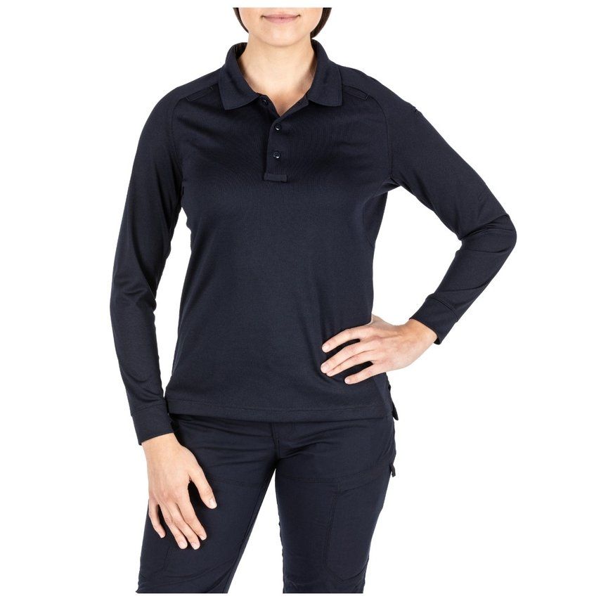 5-62408724XL Womens Performance Long Sleeve Polo, Dark Navy - Extra Large