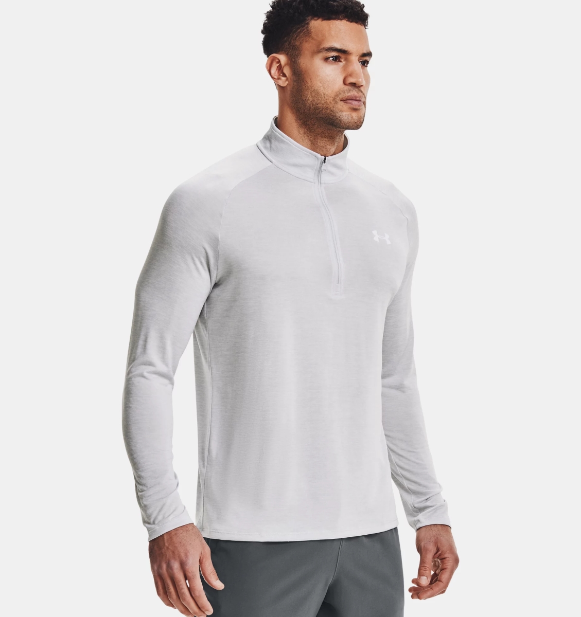 Under Armour 13284950142X Tech 2.0 0.5 Zip Long Sleeve T-Shirt for Men, Halo Gray & White - 2XL -  Inner Armour