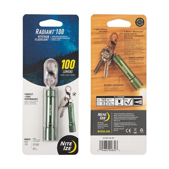 Picture of Nite-Ize NIR100F-08-R7 Radiant 100 Keychain Flashlight&#44; Olive