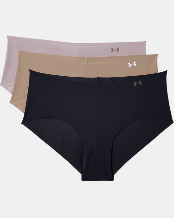 Picture of Under Armour 1325616004XS Womens Pure Stretch Hipster - Black & Beige - Extra Small - Pack of 3
