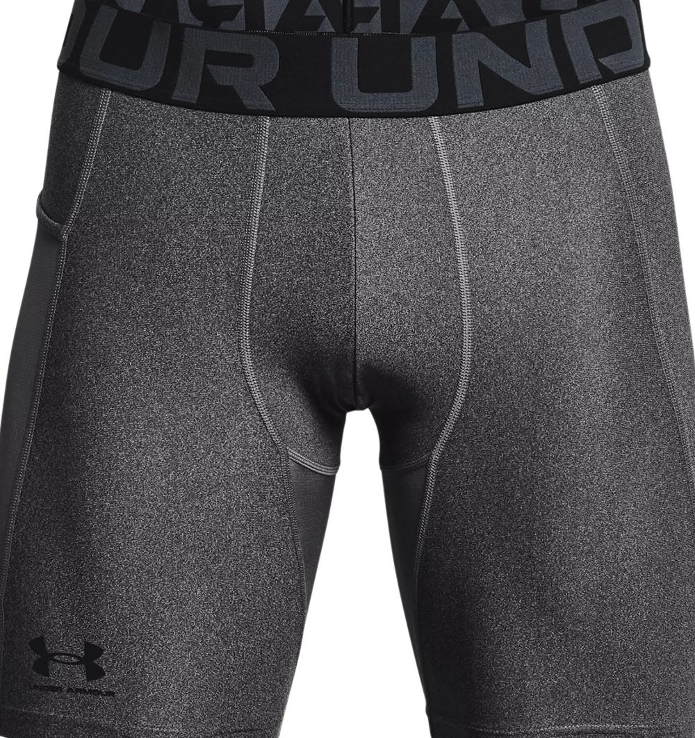 Picture of Under Armour 1361596090LG Mens HeatGear Armour Compression Shorts&#44; Carbon Heather & Black - Large