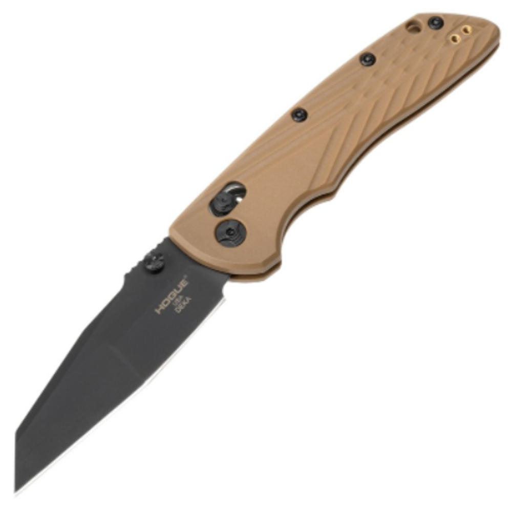 HOG-24367 3.25 in. Deka Folding Knife - Black Finish CPM Wharncliffe FDE Handle Polyamide Nylon 12 Handle