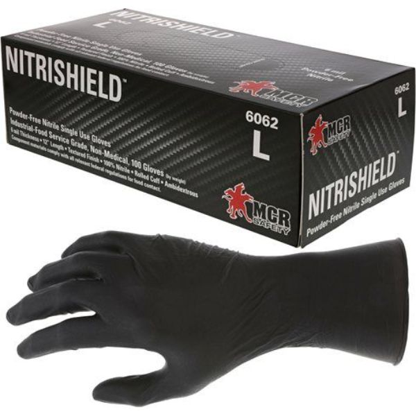 MCR-6062L NitriShield Stealth Disposable Nitrile Gloves, Black - Large