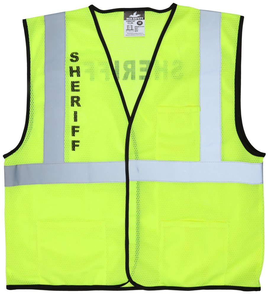 Hi Vis Reflective Sheriff Safety Vest, Lime - Medium